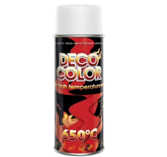 Spray lakier farba biały żaroodporny DECO COLOR do tłumików 650 