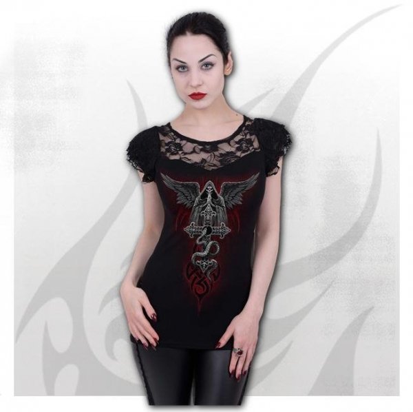 The Dead - Lace Sleeve Top - Spiral