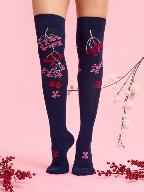 Pink &amp; Red Geranium - Knee Socks