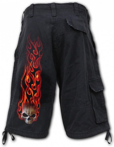 Skull Blast - Cargo Shorts Denim Spiral