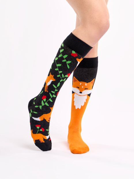 Fox and Flowers - Knee High Socks
