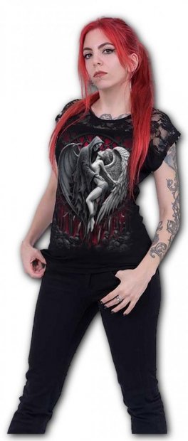 Forbidden - Lace Shift Top - Spiral - Damska