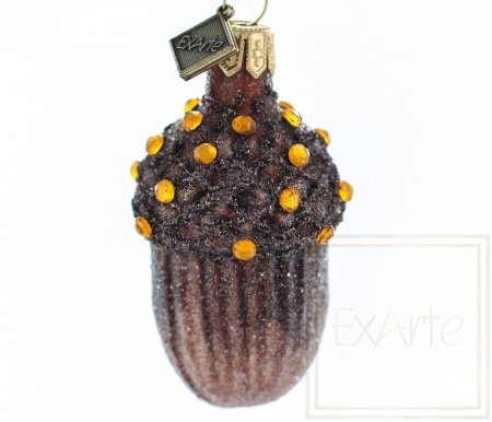 Weihnachtsbaumschmuck Eichel 7,5 cm - Mit Bernsteinen