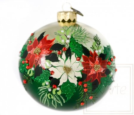 Christbaumkugel aus Glas 10 cm - Weihnachtsbouquet