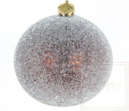 Christmas glass ball 8 cm, Pearly frost on brown