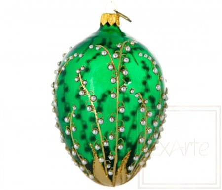 Christmas ornament egg 13cm - With lilies of the valley