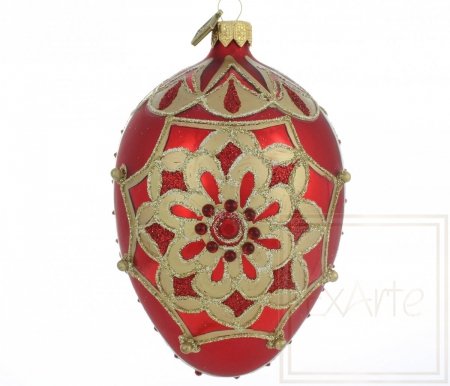 Christmas ornament egg 13cm - Ruby rosette