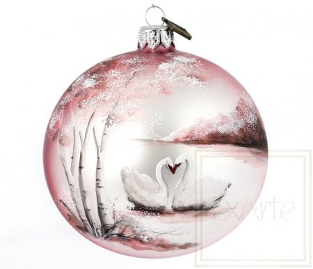Christmas glass ball 10 cm - Swan love