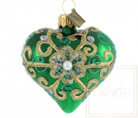 Christmas ornament heart 5 cm - Pearl in green