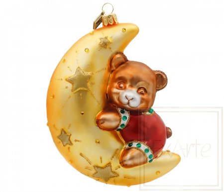 Christmas ornament Teddy bear 12 cm - On the golden moon