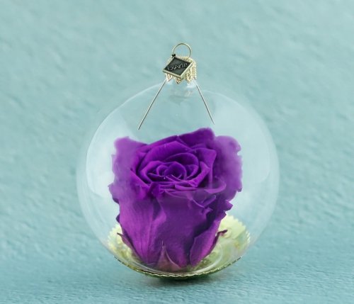 Natural durable rose in a bauble - Violet