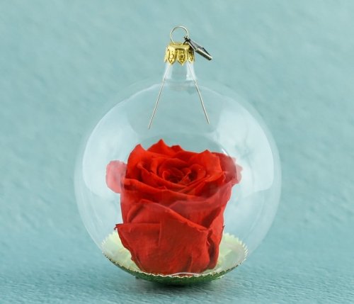Natural durable rose in a bauble - Red