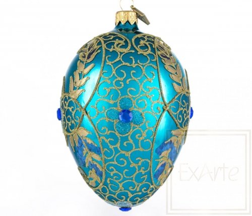 Christmas ornament egg 13cm - Turquoise depths