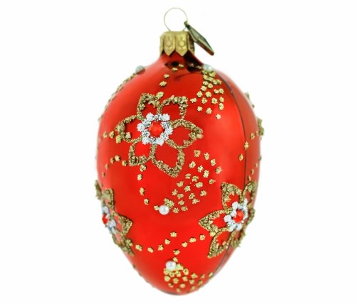 Christmas bauble Egg 11 cm – Golden Flowers