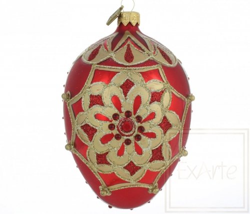 Christmas ornament egg 13cm - Ruby rosette