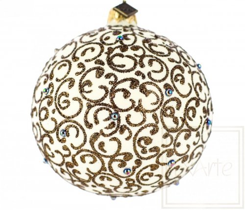 Christmas glass ball 10 cm - Golden arabesque