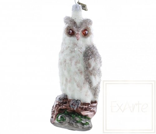 Christmas bauble grey owl - 15cm