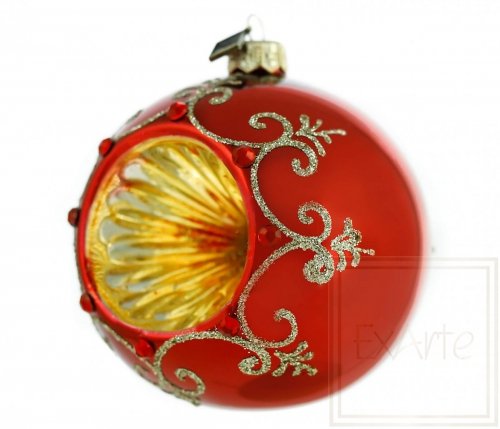 Christmas tree decoration Ball with reflector 10cm - Red