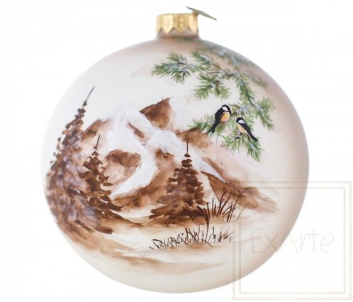 Christmas glass ball 12 cm - Landscape with birds