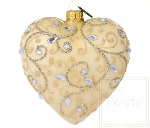 Christmas ornament heart 10cm - Crystal leaves