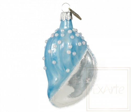 Christmas bauble shell 9 cm - Sky-blue