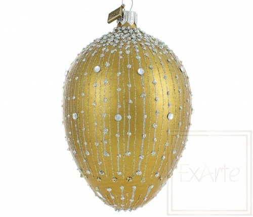 Christmas ornament egg 13cm - Diamond golden rain