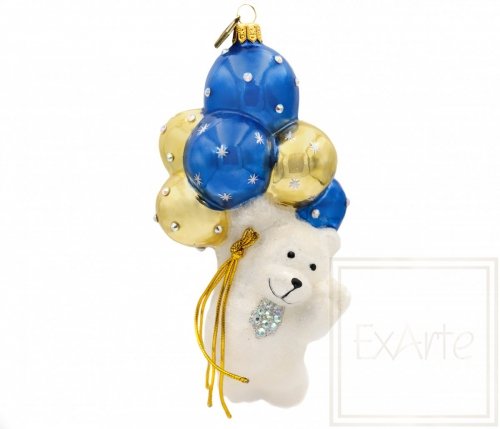 Christmas bauble teddy bear 16cm - With balloons