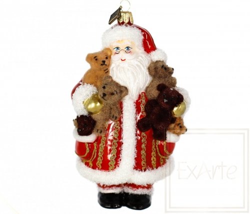 Christmas bauble Santa Claus 16cm - With teddy bears