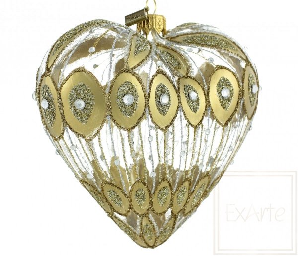 szklana bombka choinkowa serce / Glaskugeln große Herzen / Big heart glass bauble