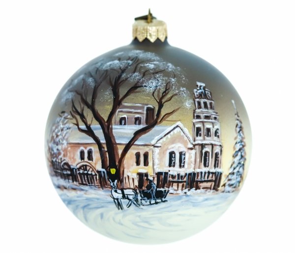 Szklana bombka choinkowa z malarskim widokiem