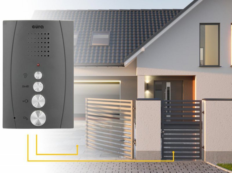 DOMOFON &#039;&#039;EURA&#039;&#039; ADP-51A3 &#039;&#039;DIFESA&#039;&#039; - 1-rodzinny, 2 unifony, interkom, grafit