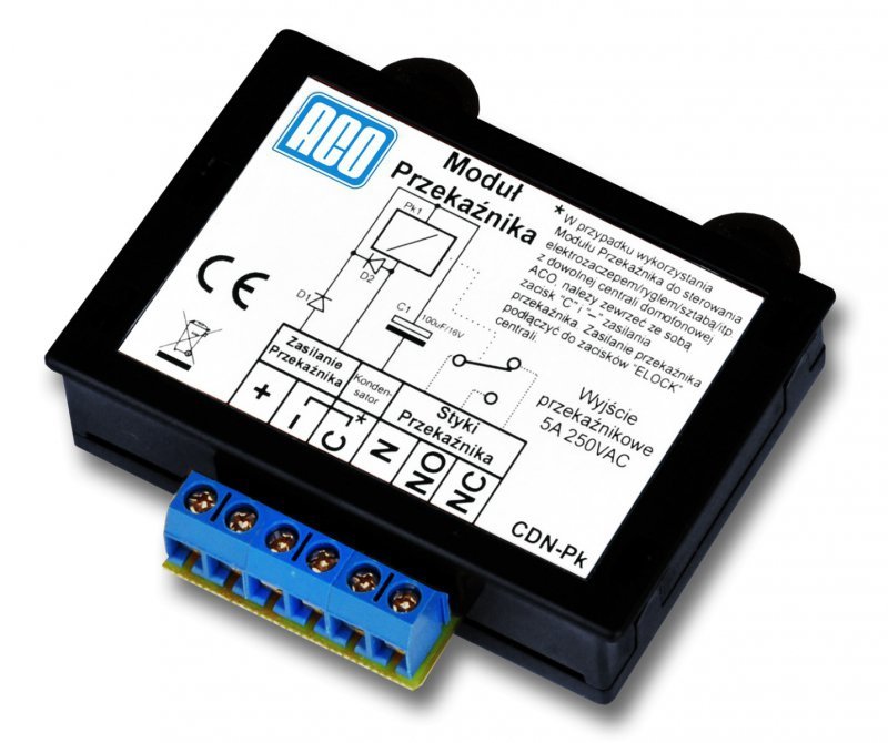 ACO CDN-PK Uniwersalny moduł przekaźnika, podłączenie zwory.