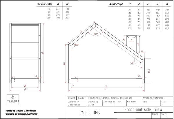 Dětská postýlka postel domeček Mila DMS 70x140 ADEKO