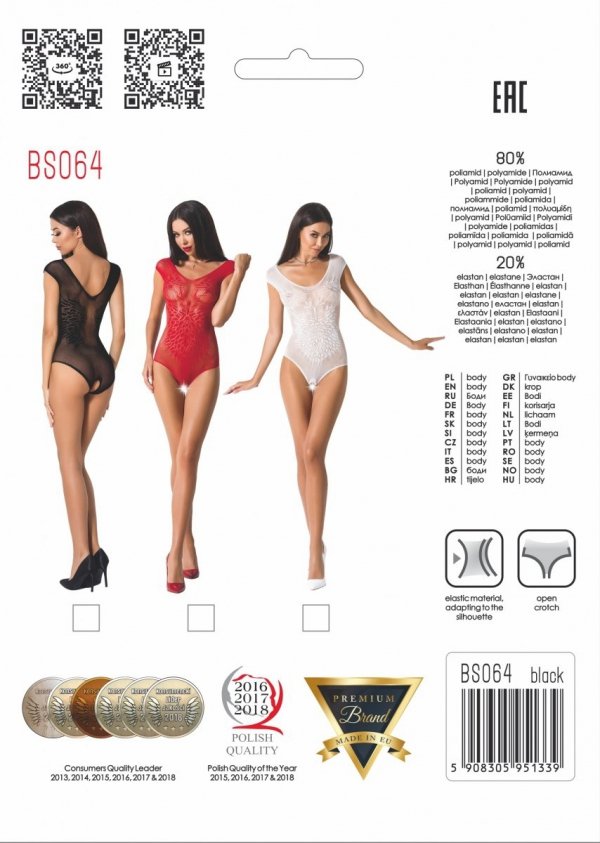 BS064 Bodystocking Czerwony 
