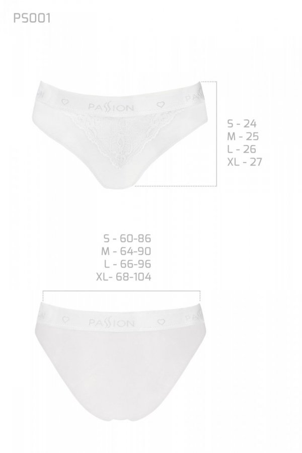 PS001 PANTIES white figi bawełniane z koronką