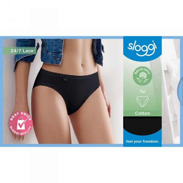 Figi Cotton Lace Tai czarne