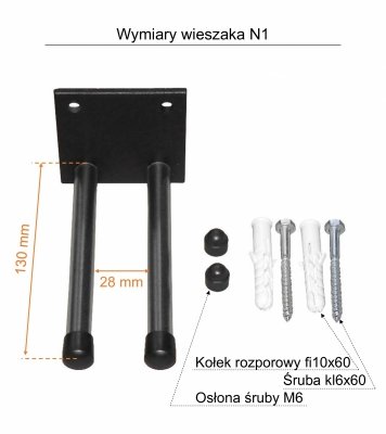 Zestaw montażowy do wieszaka N1C – kołki i śruby fi10x60 mm