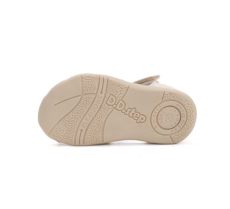 Sandałki skórzane D.D.STEP G075-61516BM CREAM na rzepy