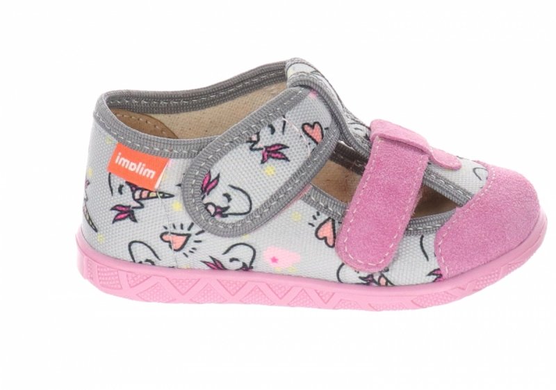 MILAMI 118 BR-29 GREY kapcie dziewczęce szare na rzepy