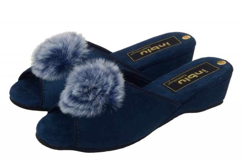 Inblu RR-1H klapki damskie domowe granatowe-pompon