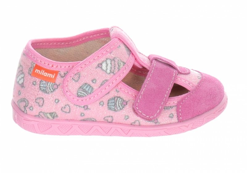 MILAMI 118 BR-62 PINK kapcie dziewczęce różowe na rzepy