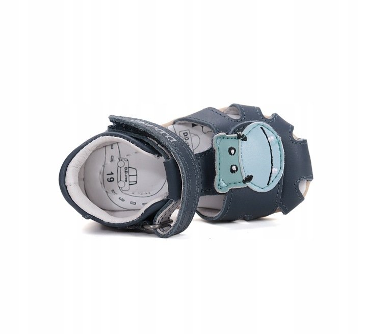 Sandałki skórzane D.D.STEP G075-61516A ROYAL BLUE na rzepy