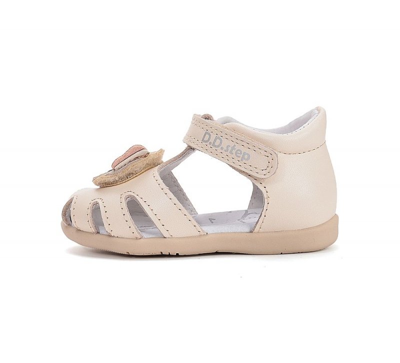 Sandałki skórzane D.D.STEP G075-61516BM CREAM na rzepy