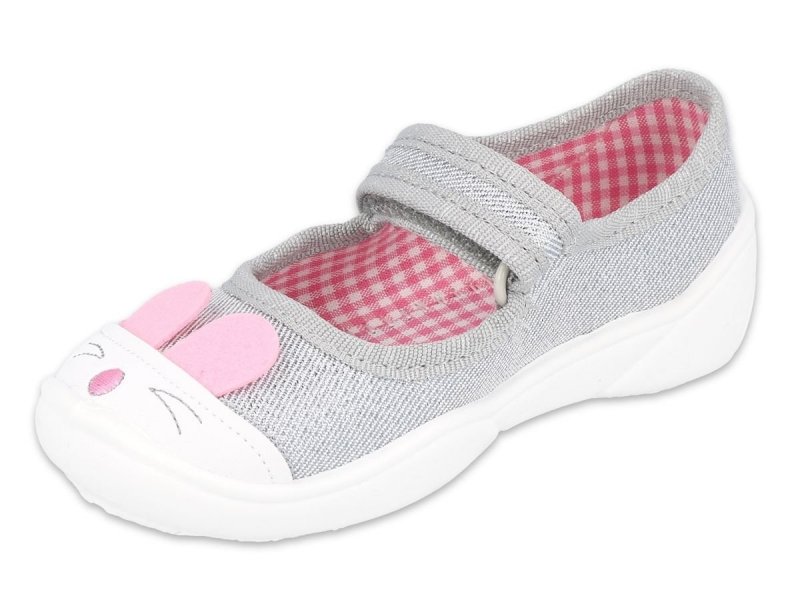Befado 209P033 MAXI balerinki srebrne na rzep 