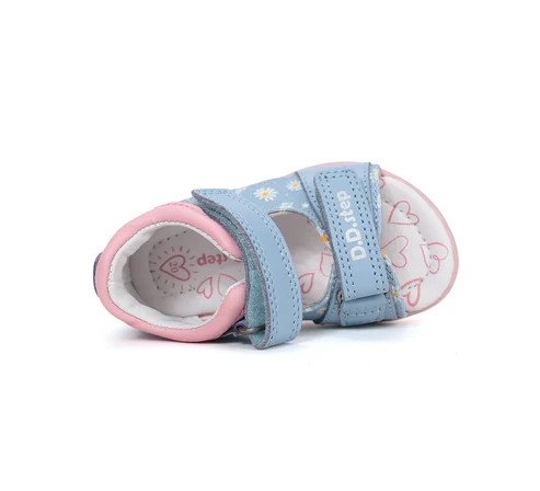 Sandałki skórzane D.D.STEP G075-61329AM AERO BLUE na rzepy