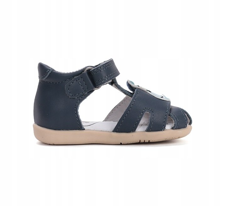 Sandałki skórzane D.D.STEP G075-61516A ROYAL BLUE na rzepy