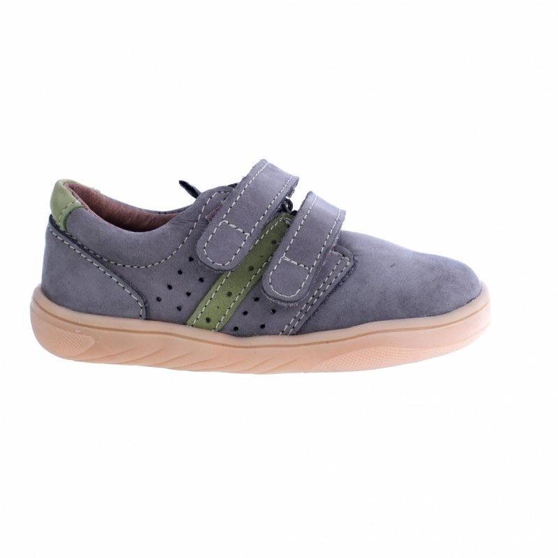 Półbuty MAZUREK BAREFOOT 1361 SZARY/ ZIELONY na rzepy