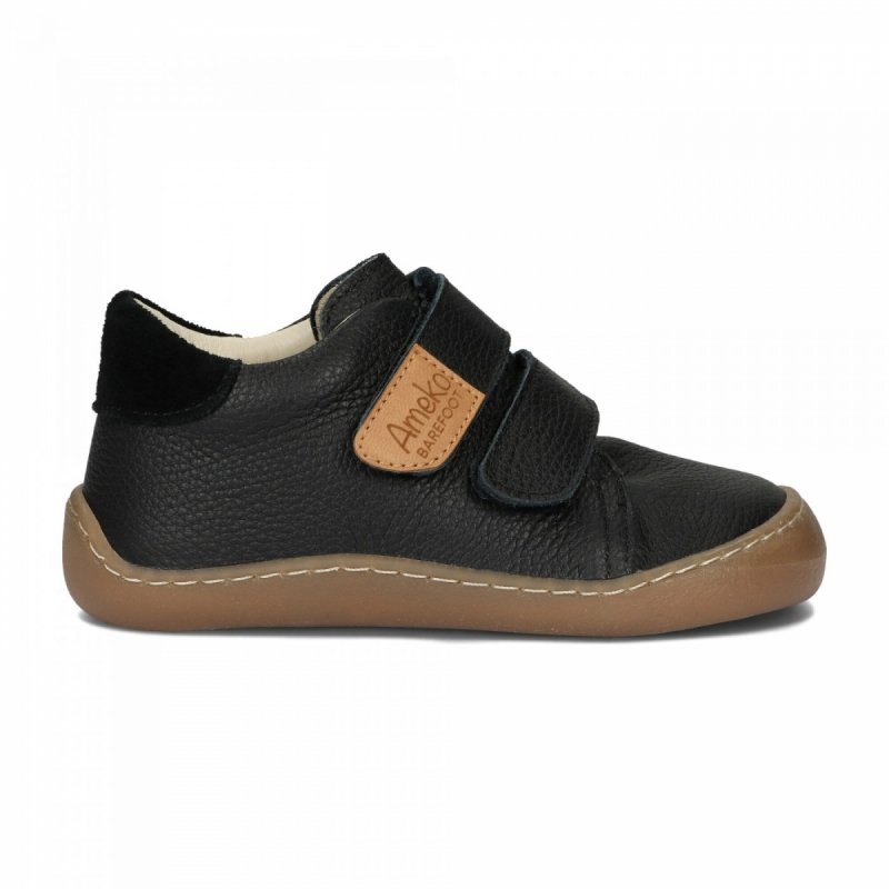Półbuty AMEKO BAREFOOT OTIS - BLACK dla chłopca na rzepy