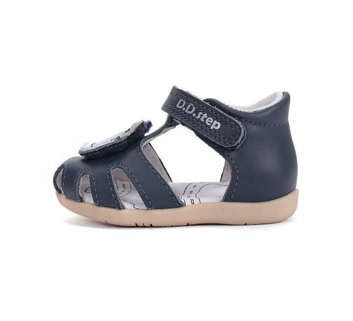 Sandałki skórzane D.D.STEP G075-61516AM ROYAL BLUE na rzepy