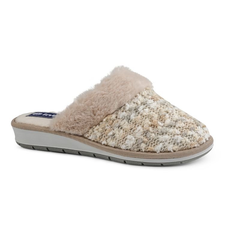 Inblu LB000109 kapcie damskie  beżowe - futerko